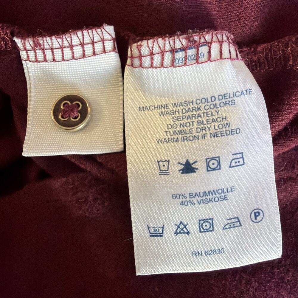 Lands End Womens 18 XL Maroon Long Sleeved Henley Shirt layering basic casual - Picture 7 of 9